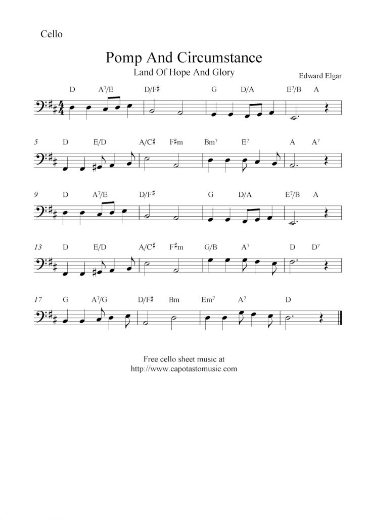 Free Printable Sheet Music Pomp And Circumstance