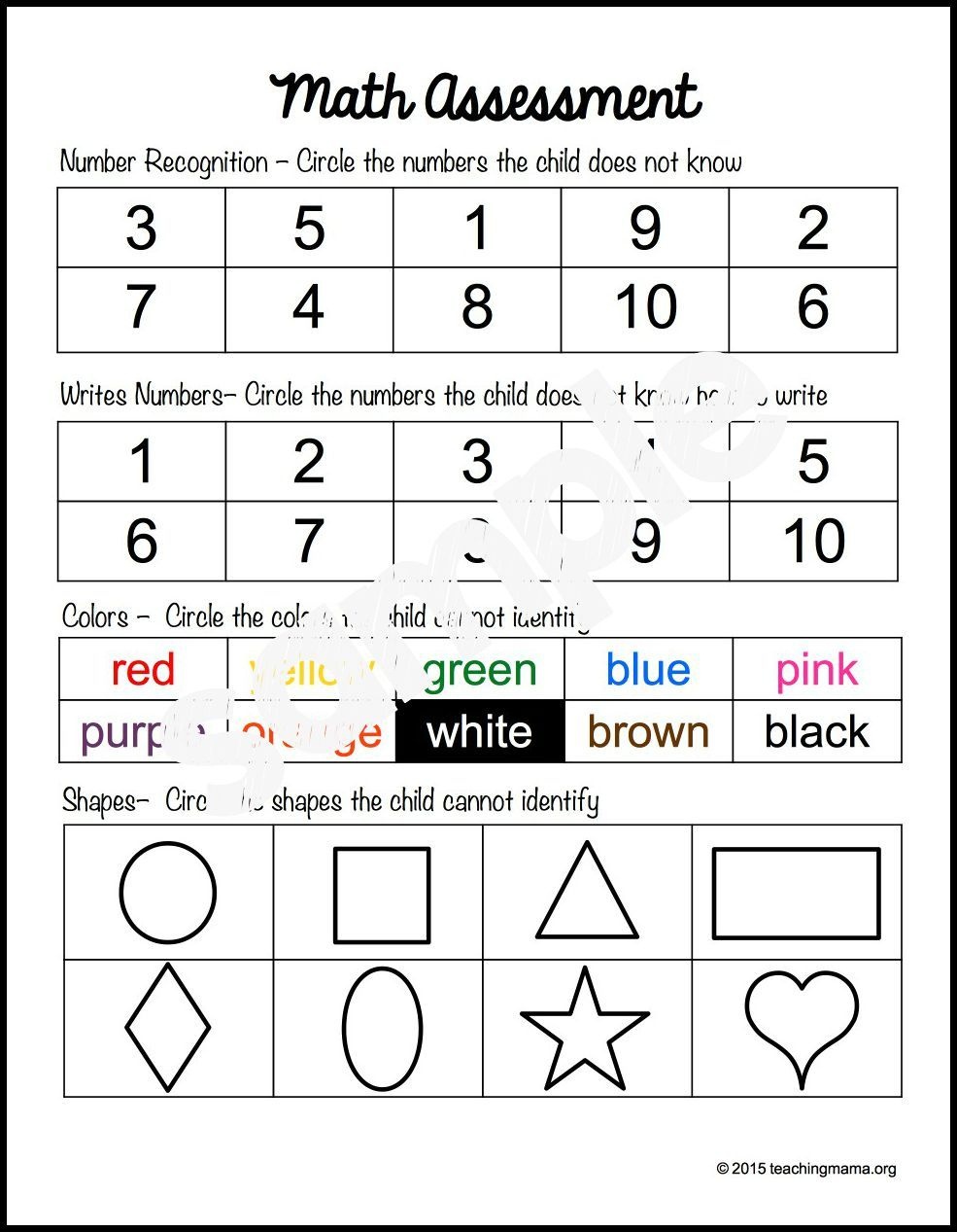 Preschool Assessment Forms Free Printable Free Printable