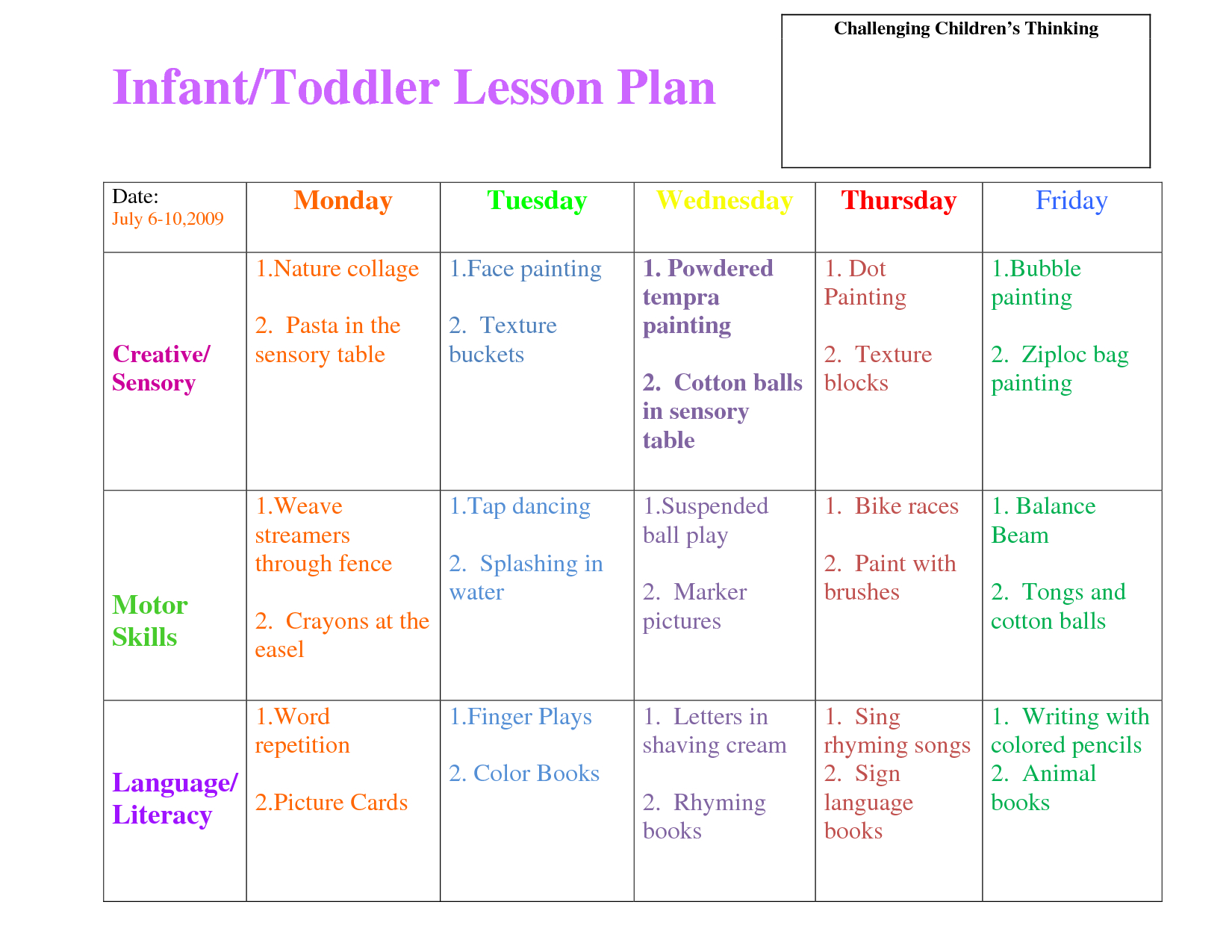 Blank Preschool Lesson Plan Templates At Allbusinesstemplatescom Pin 