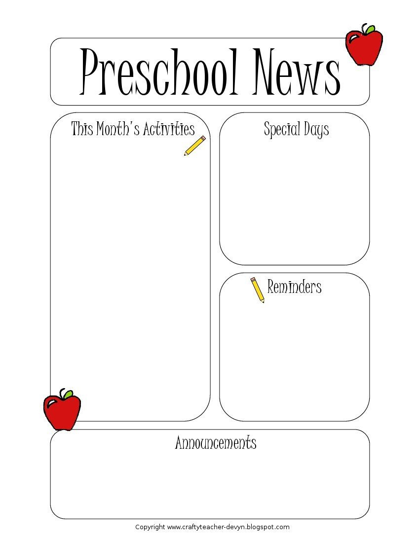Preschool Newsletter Template | Preschool Newsletter | Preschool - Free Printable Preschool Newsletter Templates