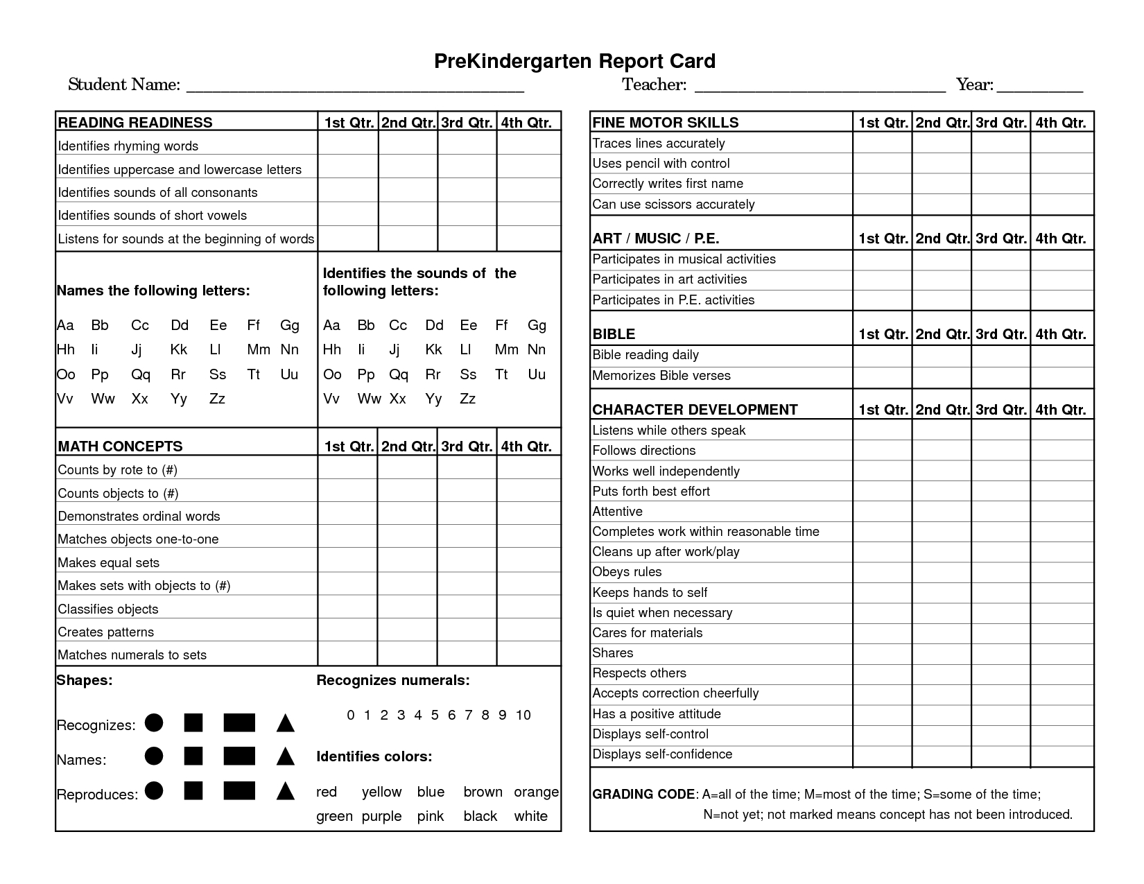 Preschool Progress Report Template Childcare Kindergarten Report