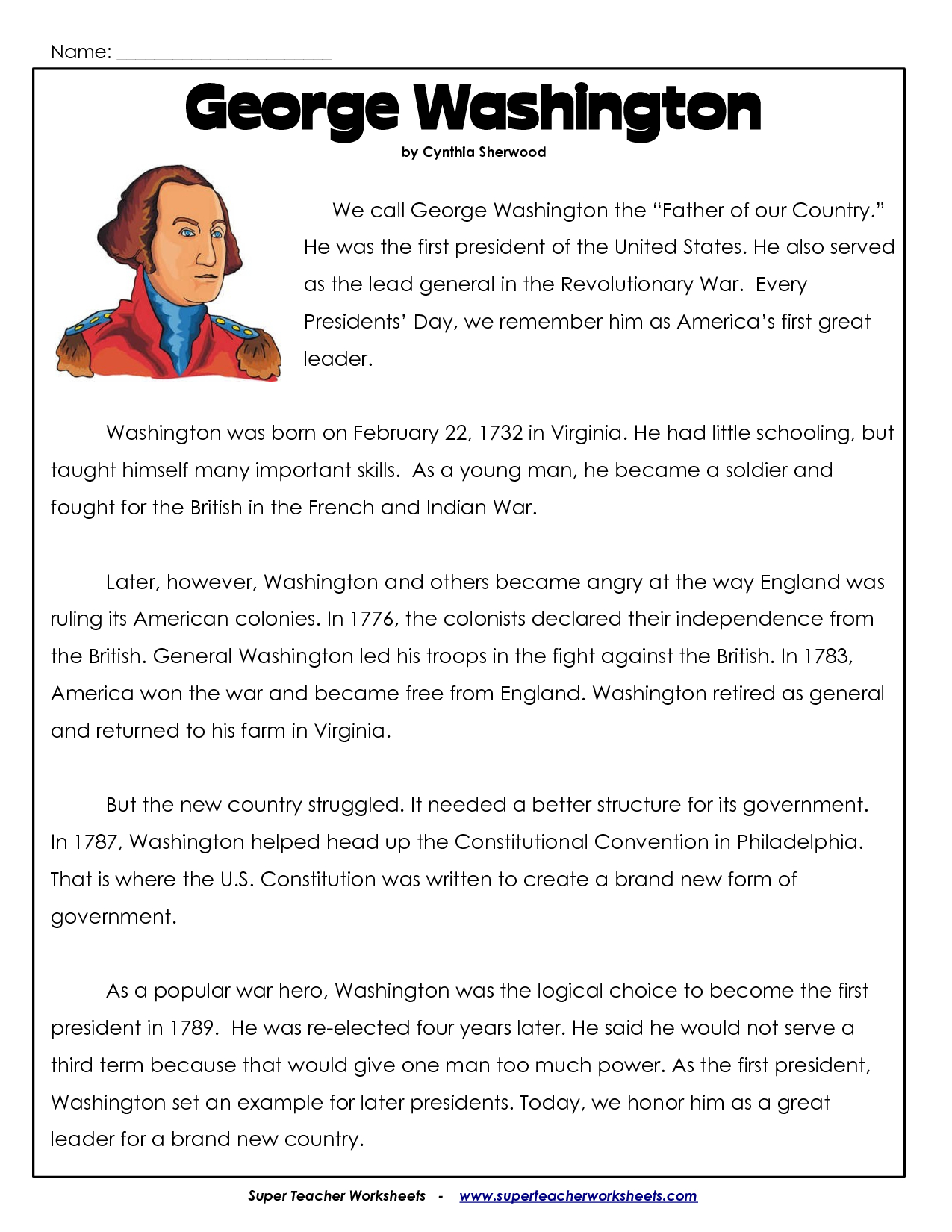 President's Day Coloring Worksheet | George Washington Worksheets - Free Printable President Worksheets