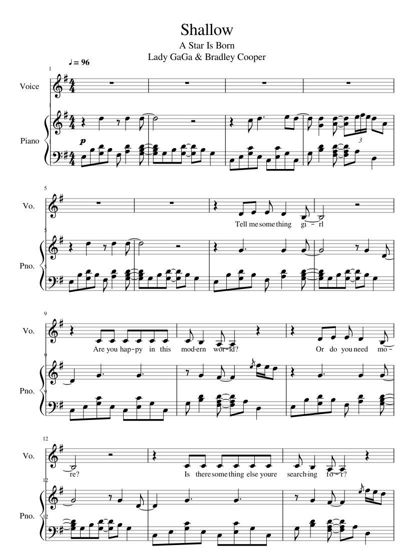Print And Download In Pdf Or Midi Shallow. Free Sheet Music For - Free Printable Sheet Music For Voice And Piano