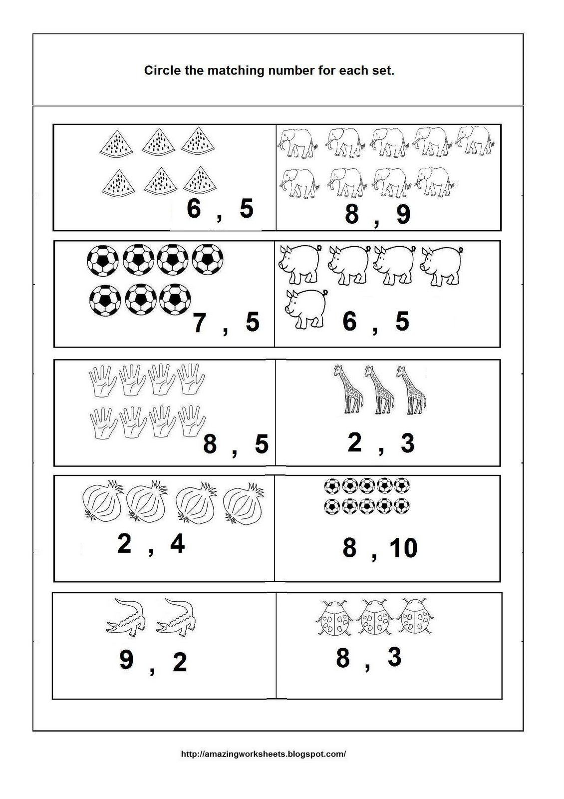 Print Worksheet And Circle The Matching Number | Free Math - Free Printable Kindergarten Math Activities