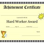 Printable Achievement Certificates Kids | Hard Worker Achievement   Free Printable Children's Certificates Templates