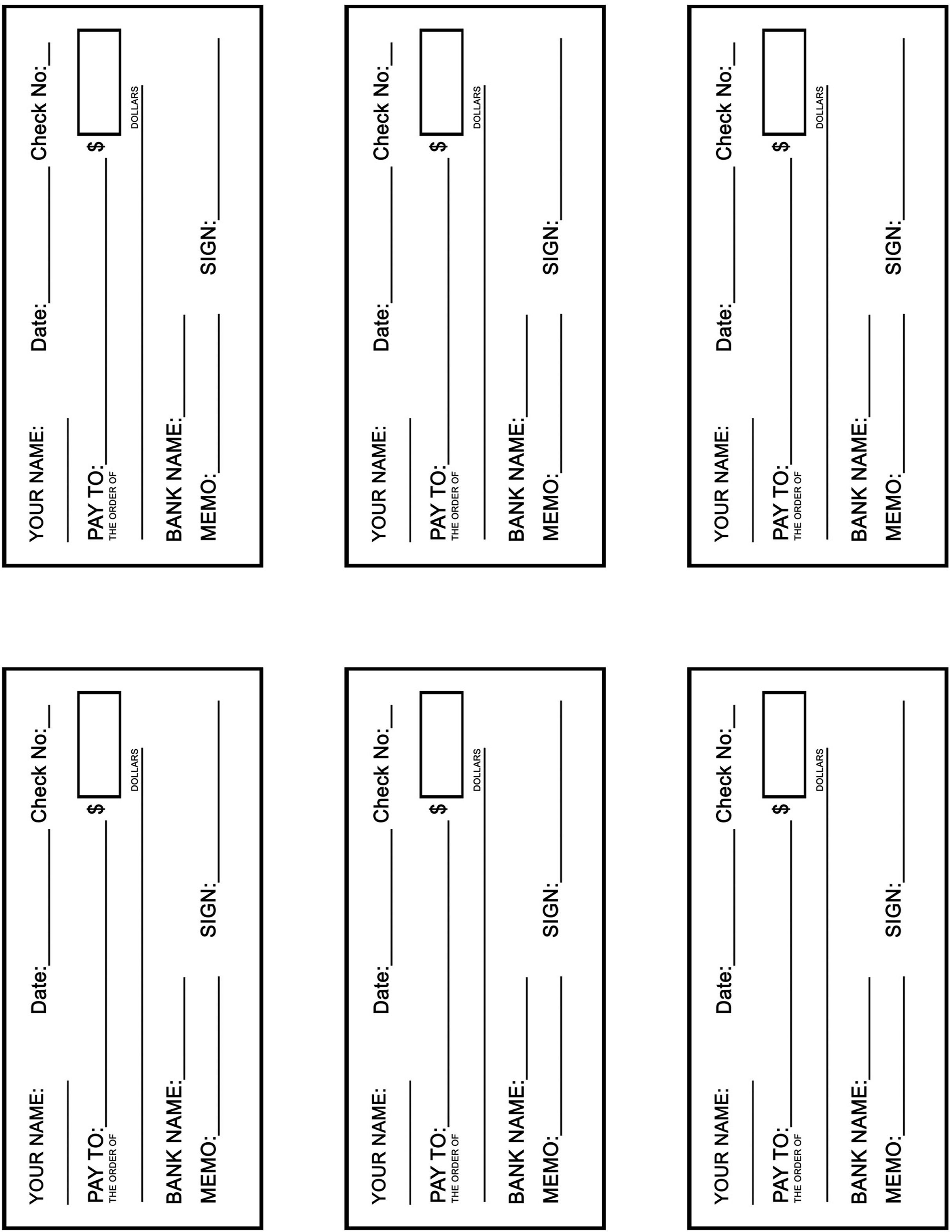 Blank Checks Printable