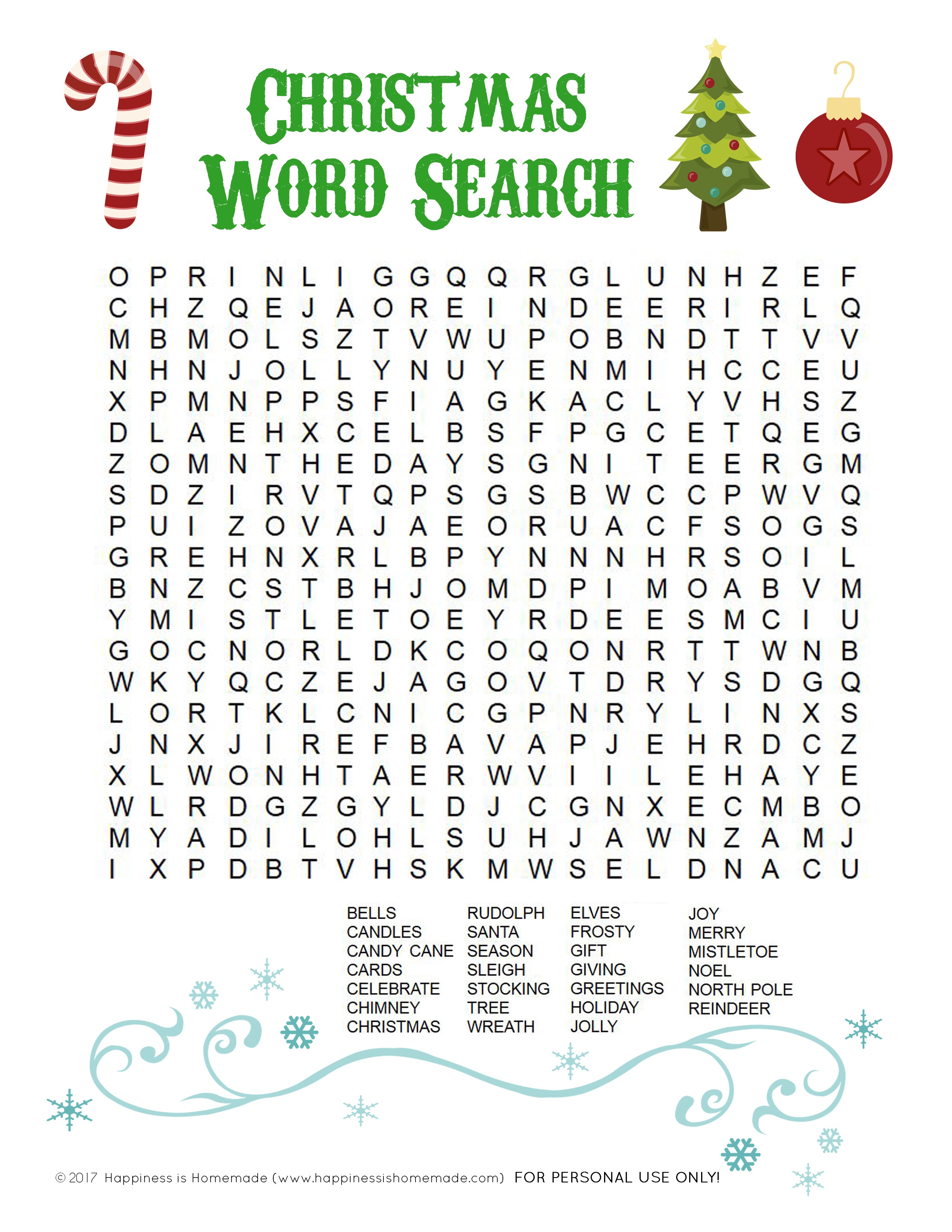 Printable Christmas Word Search For Kids &amp;amp; Adults - Happiness Is - Free Printable Christmas Crossword Puzzles For Adults