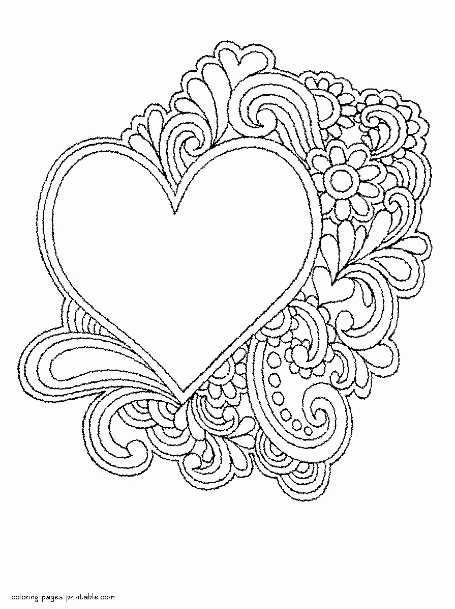 Printable Coloring Pages Hearts And Flowers | Favorite Coloring - Free Printable Heart Coloring Pages