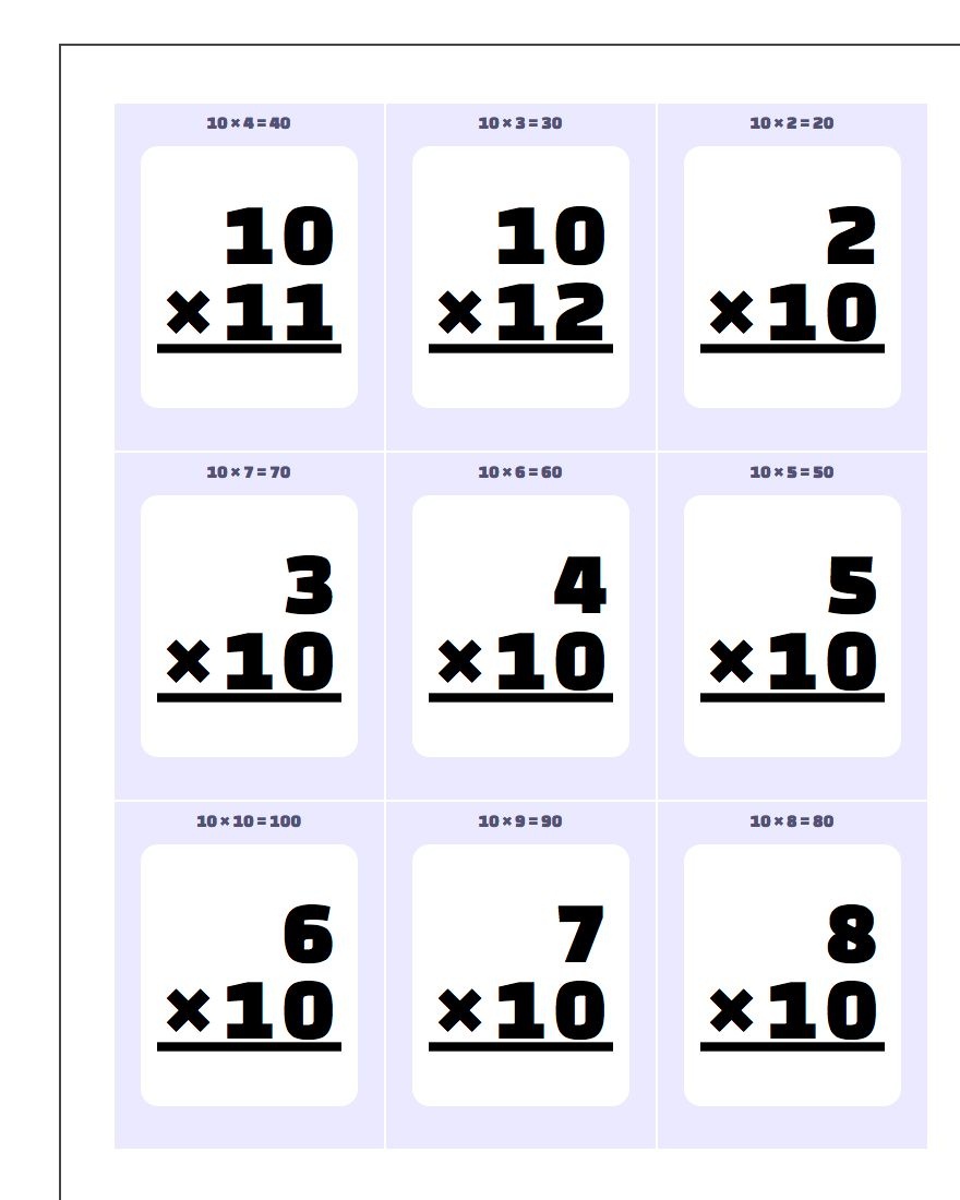Free Printable Multiplication Flash Cards 0 10 Free Printable