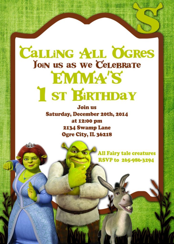 Free Printable Shrek Birthday Invitations