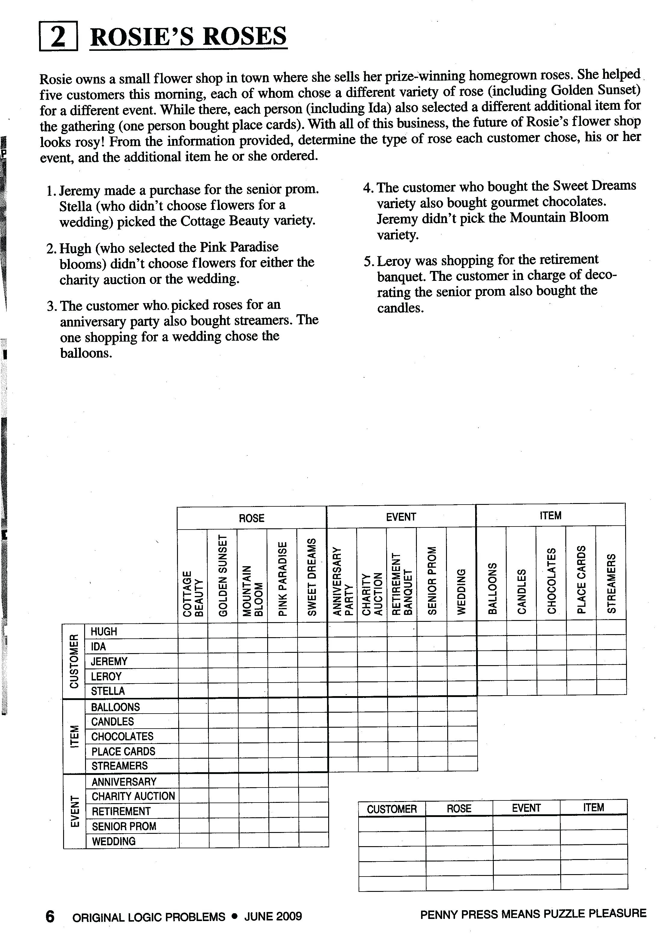 Printable Logic Puzzle – Myheartbeats.club - Free Printable Logic Puzzles