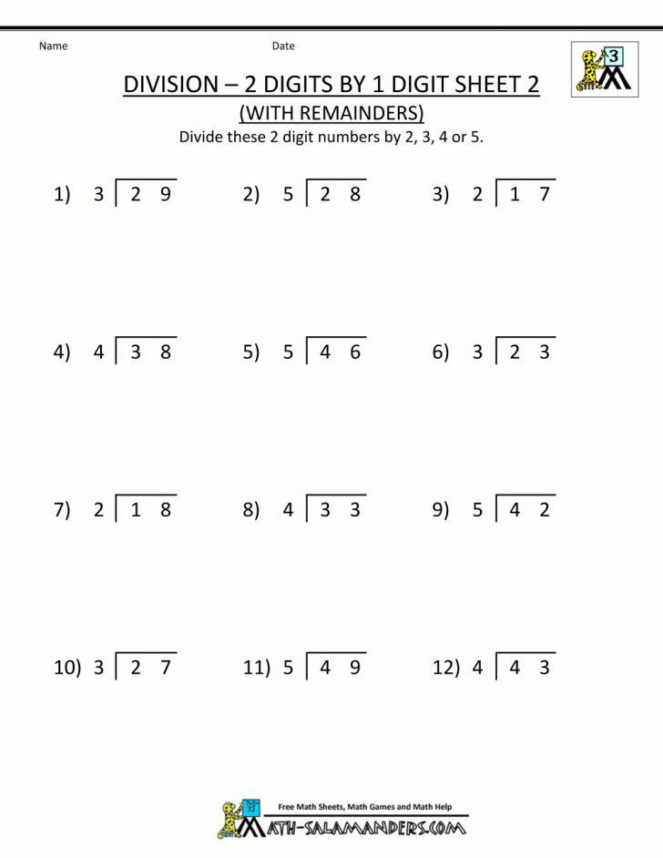 Free Printable Division Worksheets Grade 3