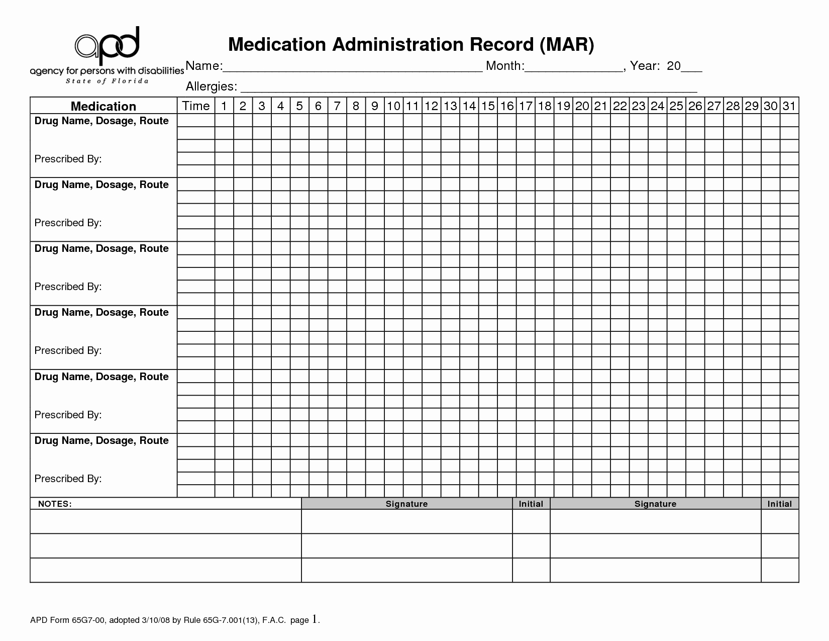 Printable Medication Chart Template - Tduck.ca - Medication Chart Printable Free