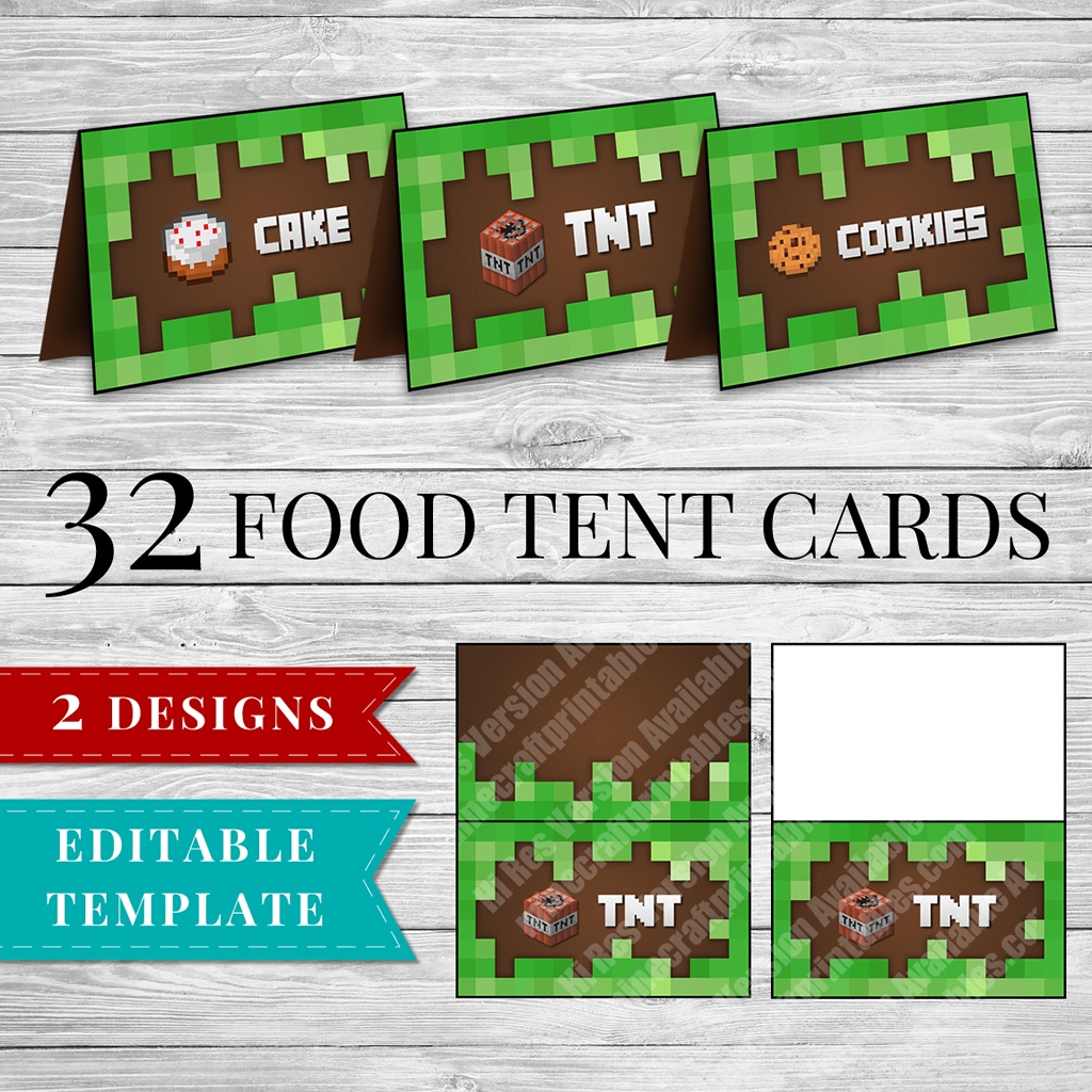 Printable Minecraft Food Labels - Minecraft Printable Birthday Party - Free Printable Minecraft Food Labels