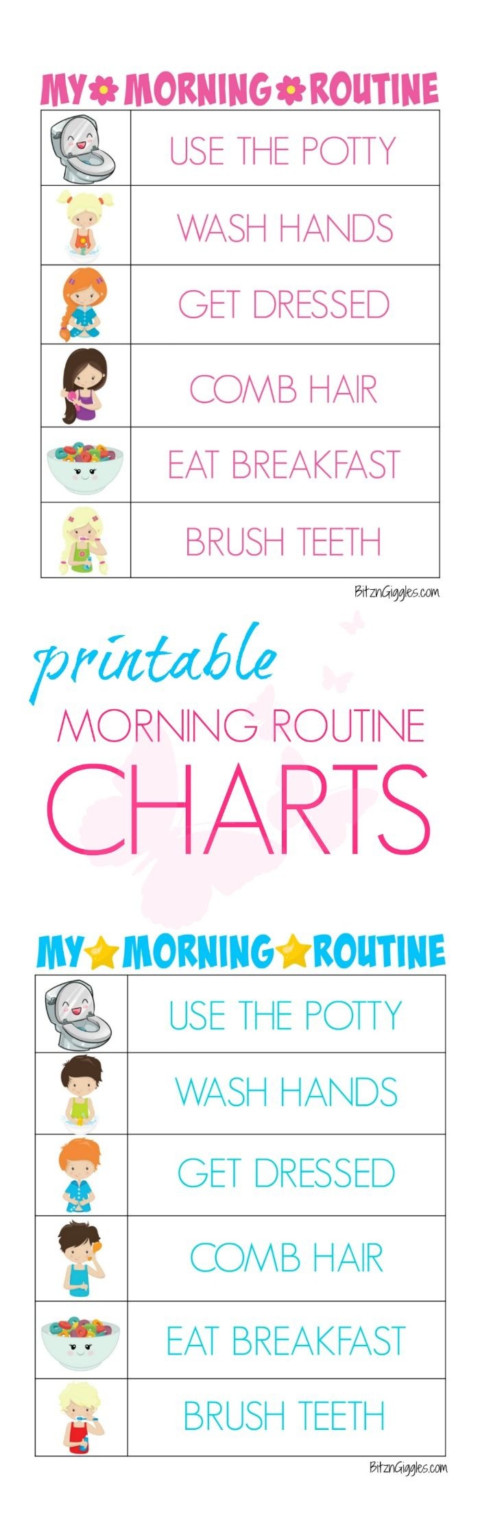 Printable Morning Routine Charts | Bloggers&amp;#039; Fun Family Projects - Free Printable Morning Routine Chart