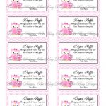 Printable Pink Mom With Little Girl Owl Diaper Raffle Tickets | Free   Free Printable Diaper Raffle Tickets Elephant