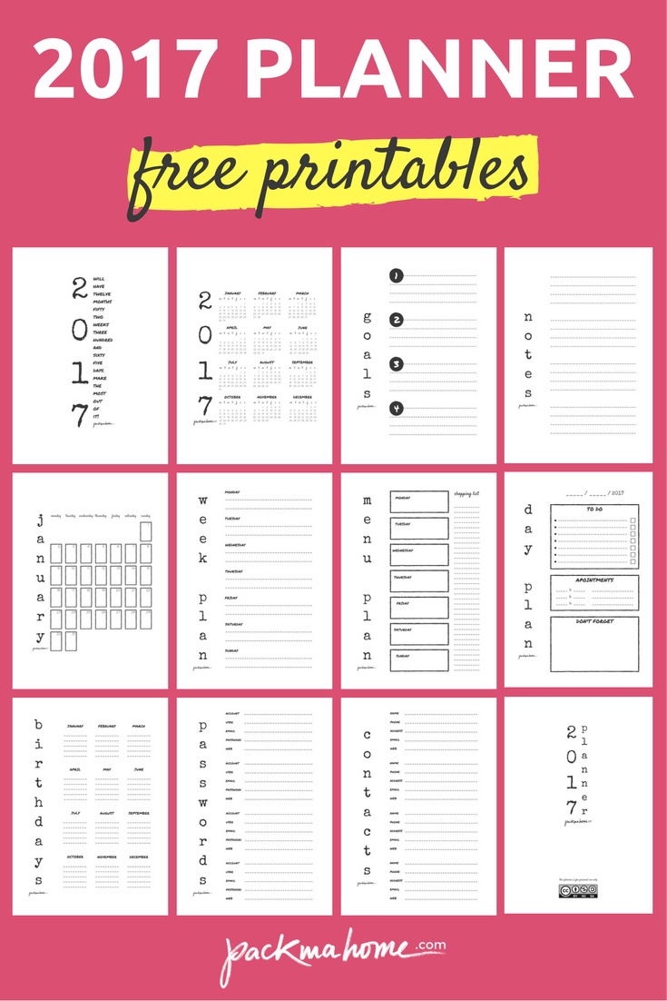 Printable Planner 2017 Pdf | Room Surf - Free Printable Organizer 2017