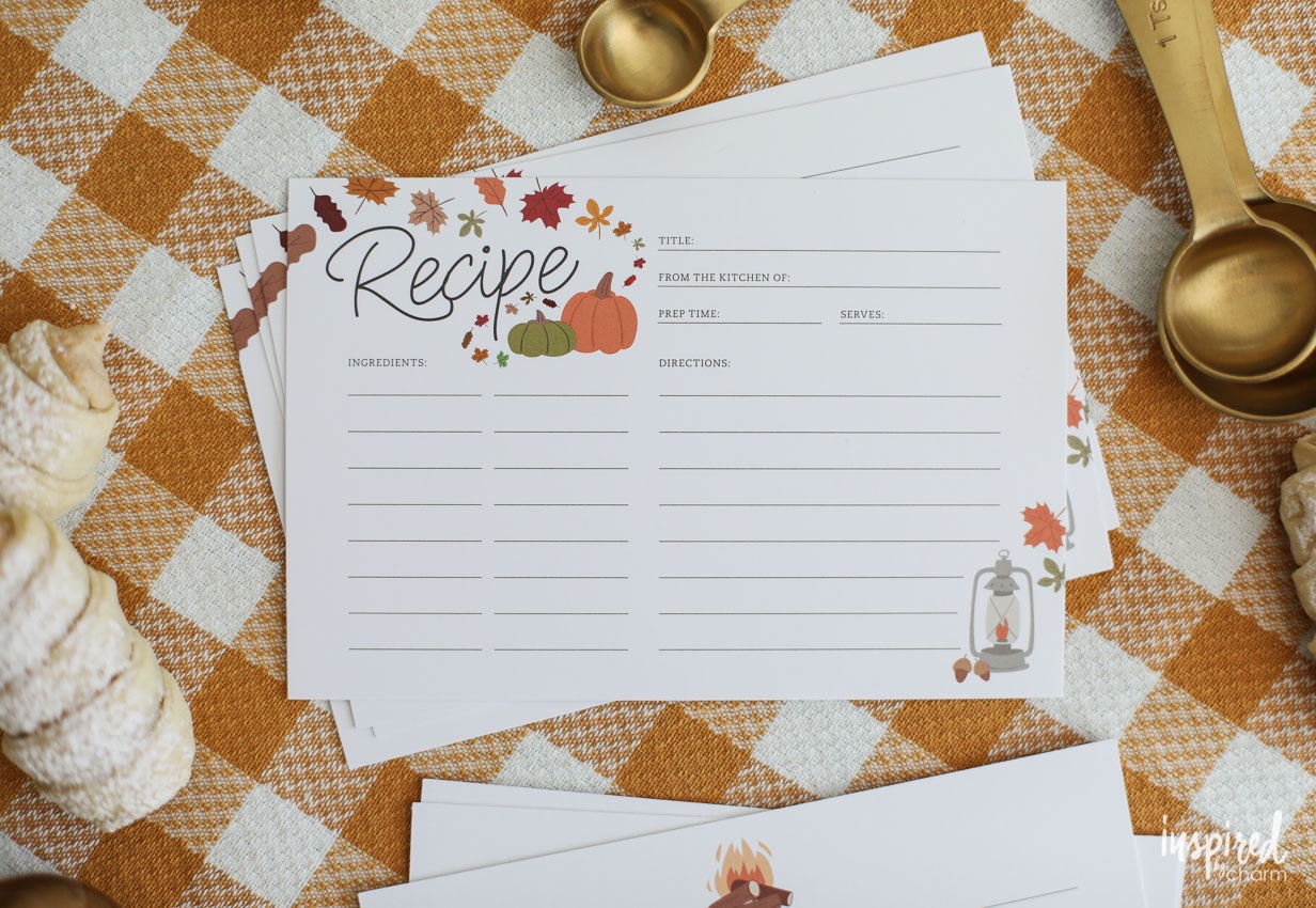 Printable Recipe Cards For Fall - Free Recipe Card Download - Free Printable Autumn Paper