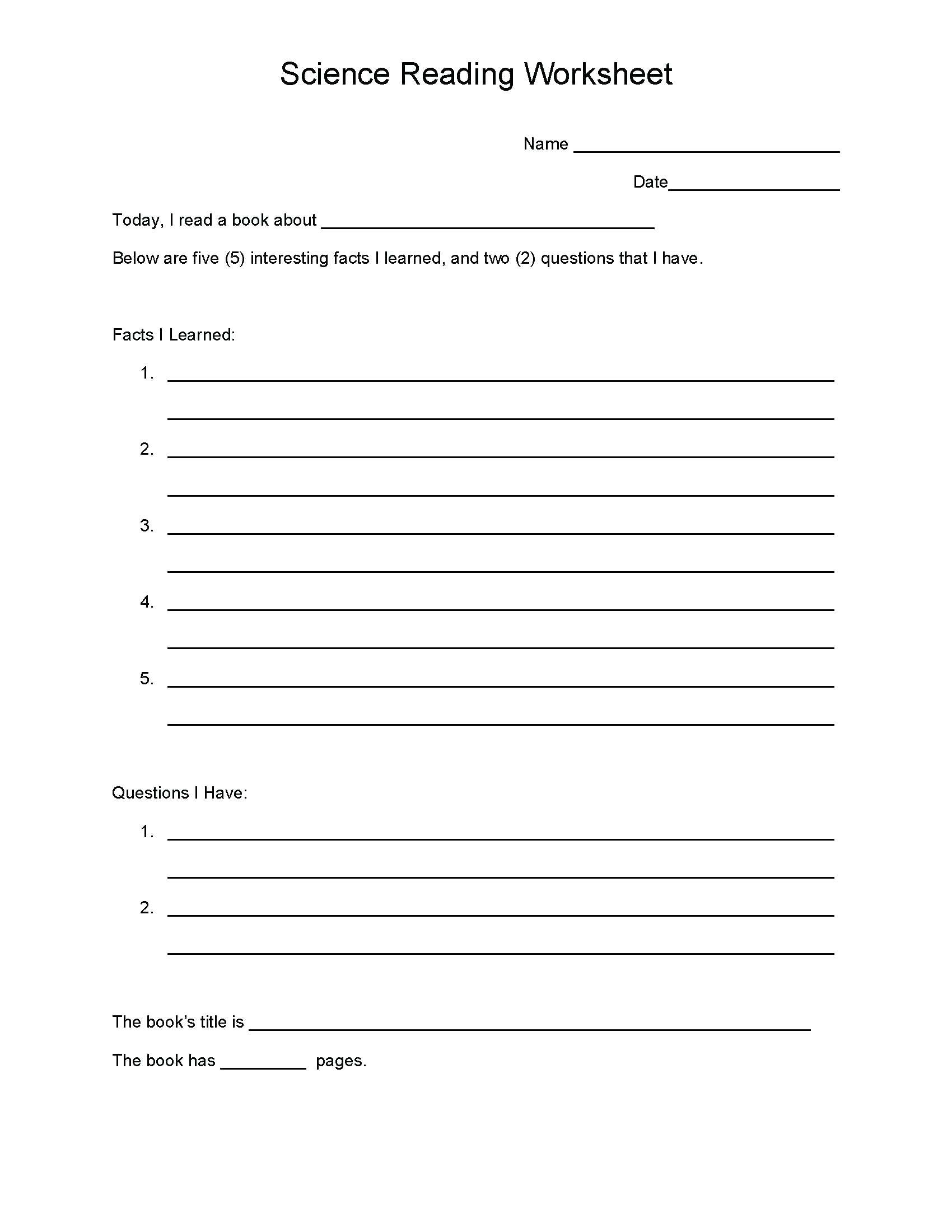 Printable Science Worksheet Free Printable Worksheets For Grade - Free Printable Toddler Worksheets