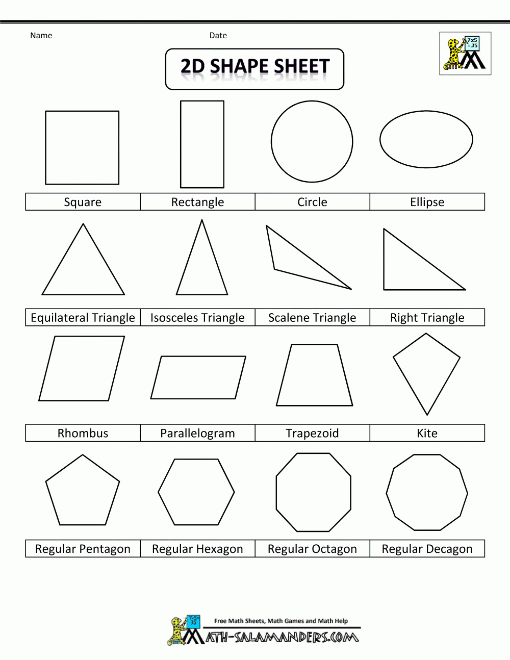 Printable Shapes 2D And 3D - Free Shape Templates Printable