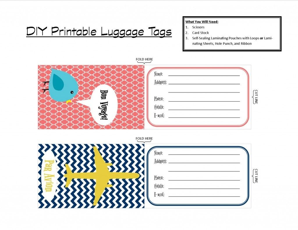 Printable Tags | With That In Mind, I've Created A Set Of Two - Free Printable Luggage Tags