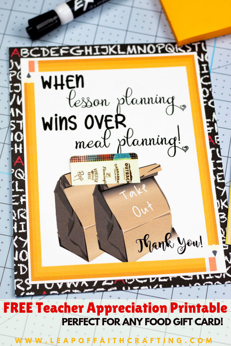 Printable Teacher Appreciation Cards: Just Add A Gift Card! - Leap - Free Teacher Appreciation Week Printable Cards