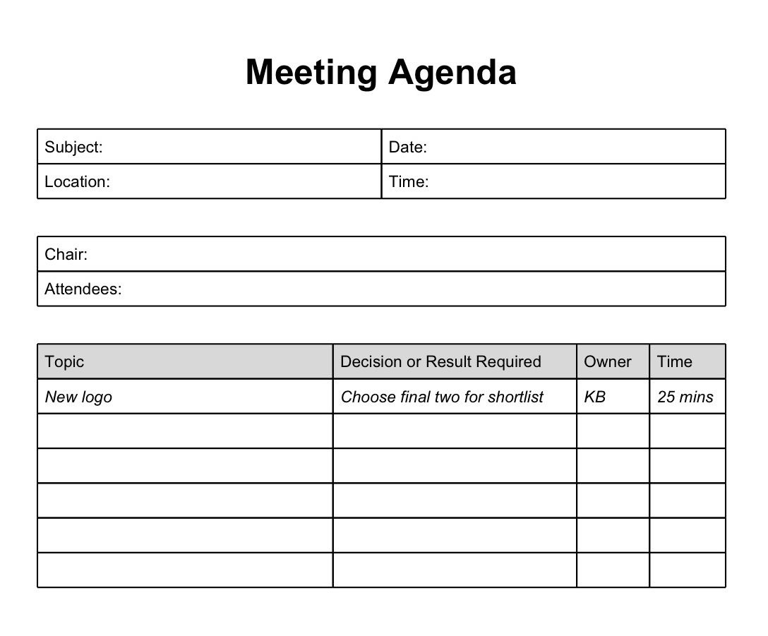 Printable Meeting Minutes Template