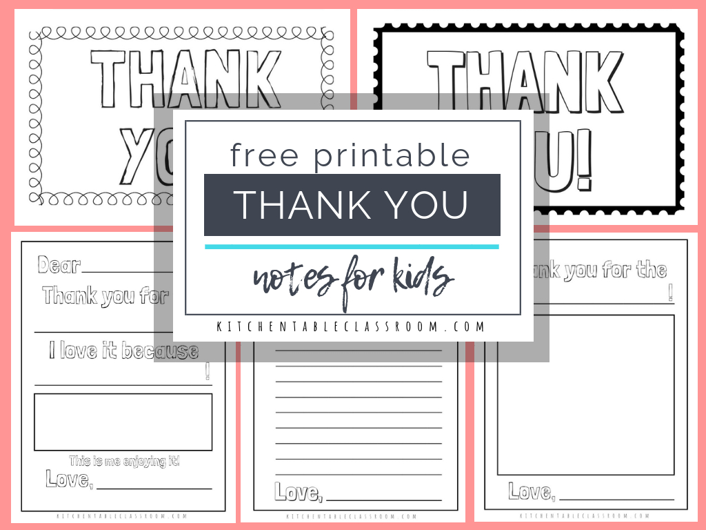 Printable Thank You Cards For Kids - The Kitchen Table Classroom - Free Printable Thank You Notes
