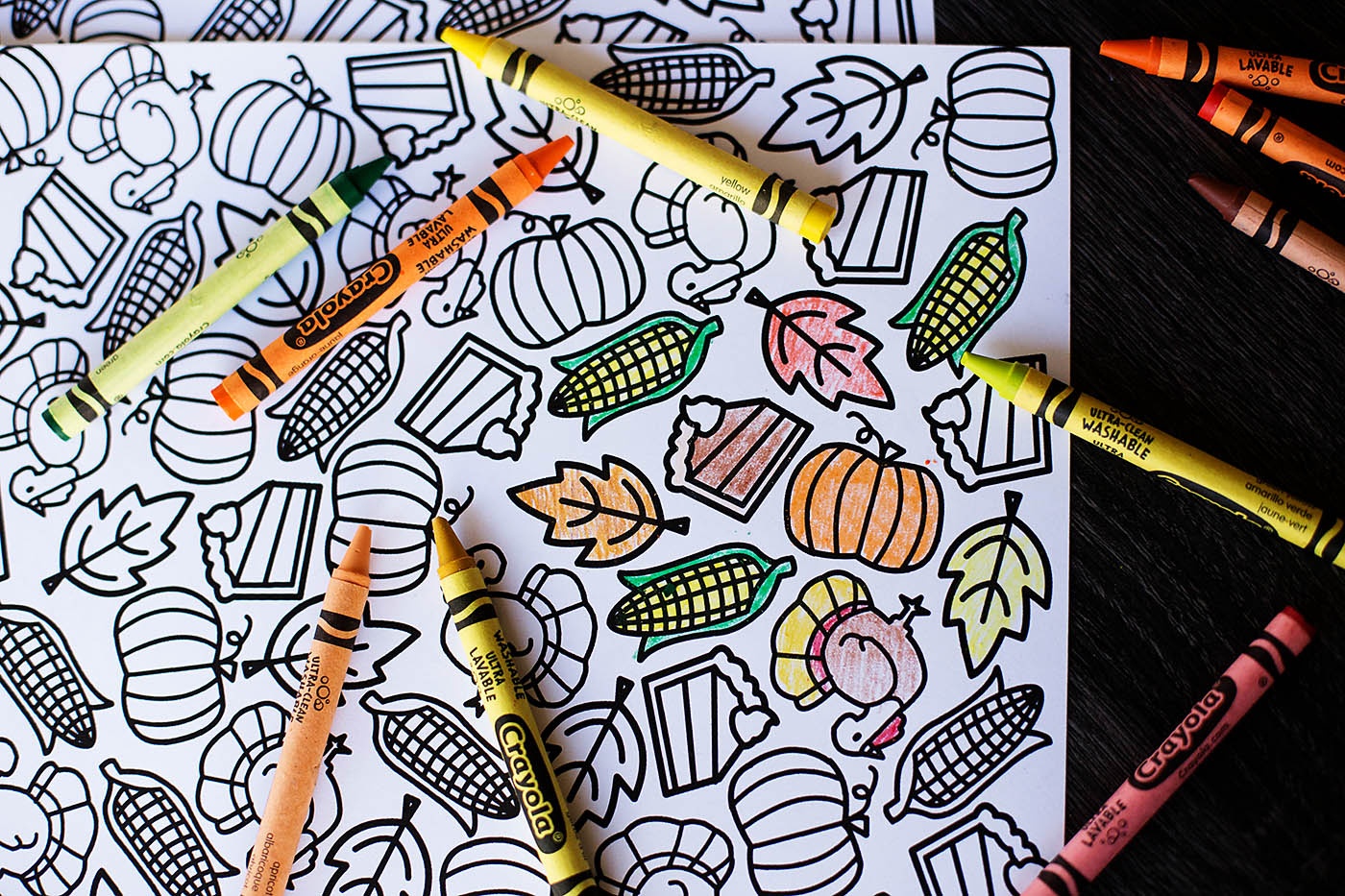 Printable Thanksgiving Coloring Placemat — All For The Boys - Free Printable Thanksgiving Coloring Placemats