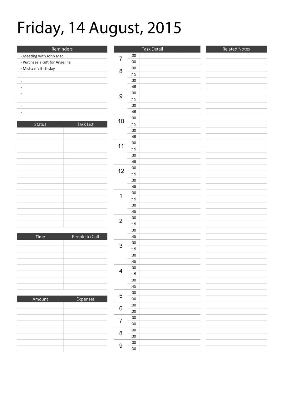 Printable Time Schedule Free Weekly Calendar Templates Planner For - Free Printable Daily Schedule Chart