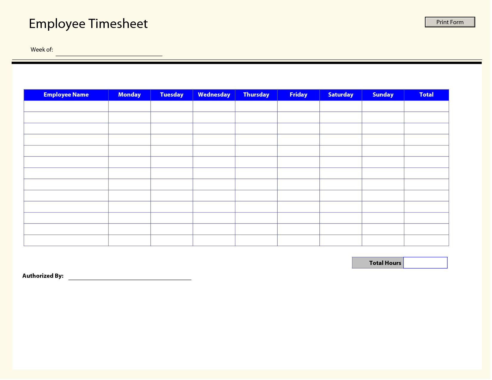 Printable Time Sheets | Free Printable Employee Timesheets Employee - Free Printable Blank Time Sheets