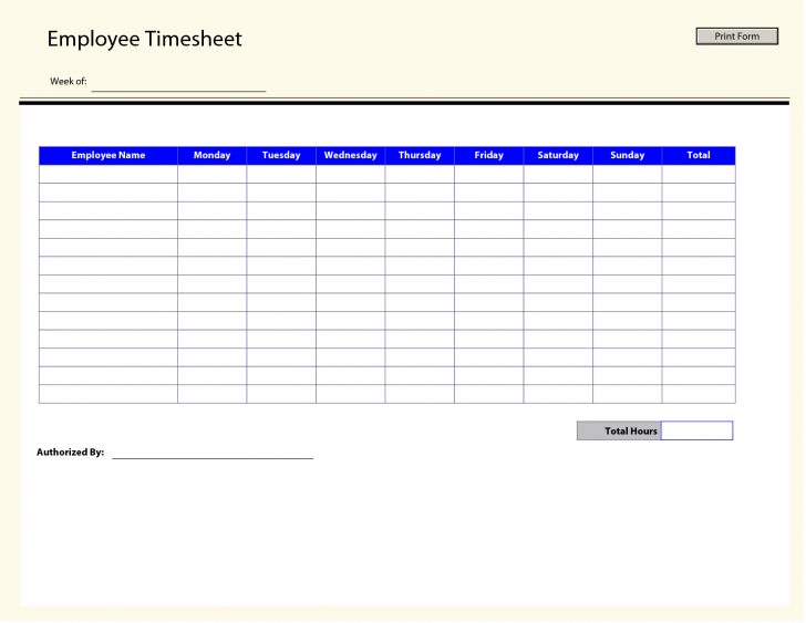 Free Printable Weekly Time Sheets