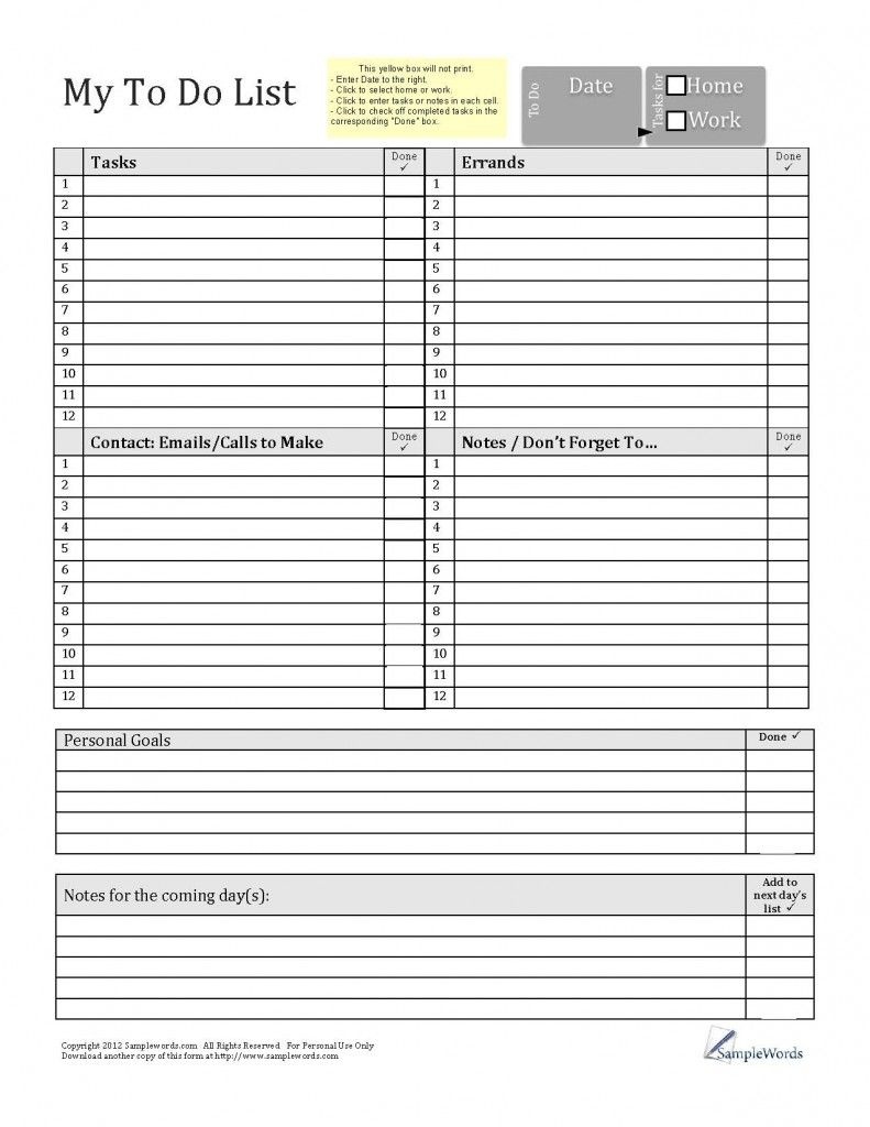 Free Printable To Do List PDF - Free Printable HQ