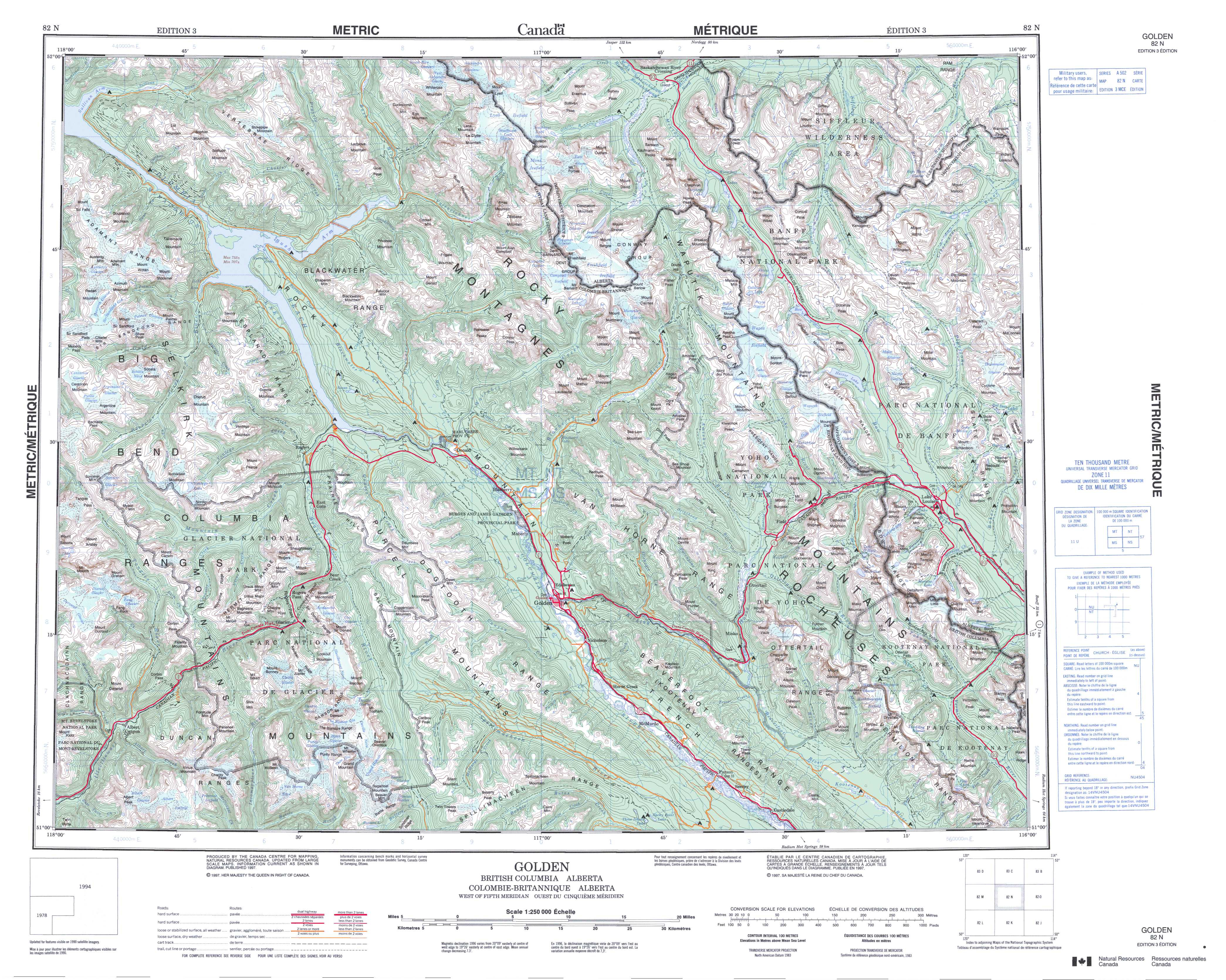 Printable Topographic Map Of Golden 082N, Ab - Free Printable Topo Maps