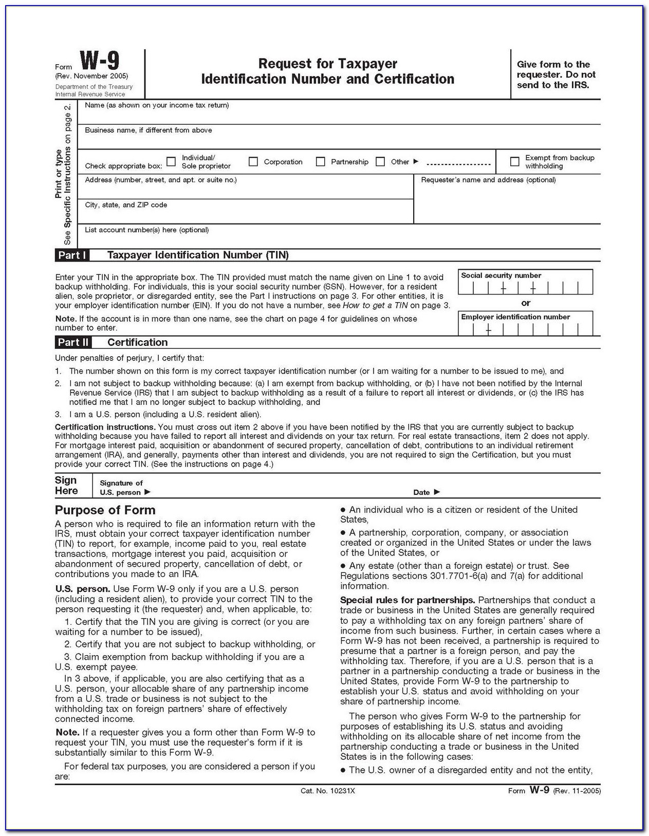 Printable W9 Form | W9Form With Regard To Printable W9 - Form - Free