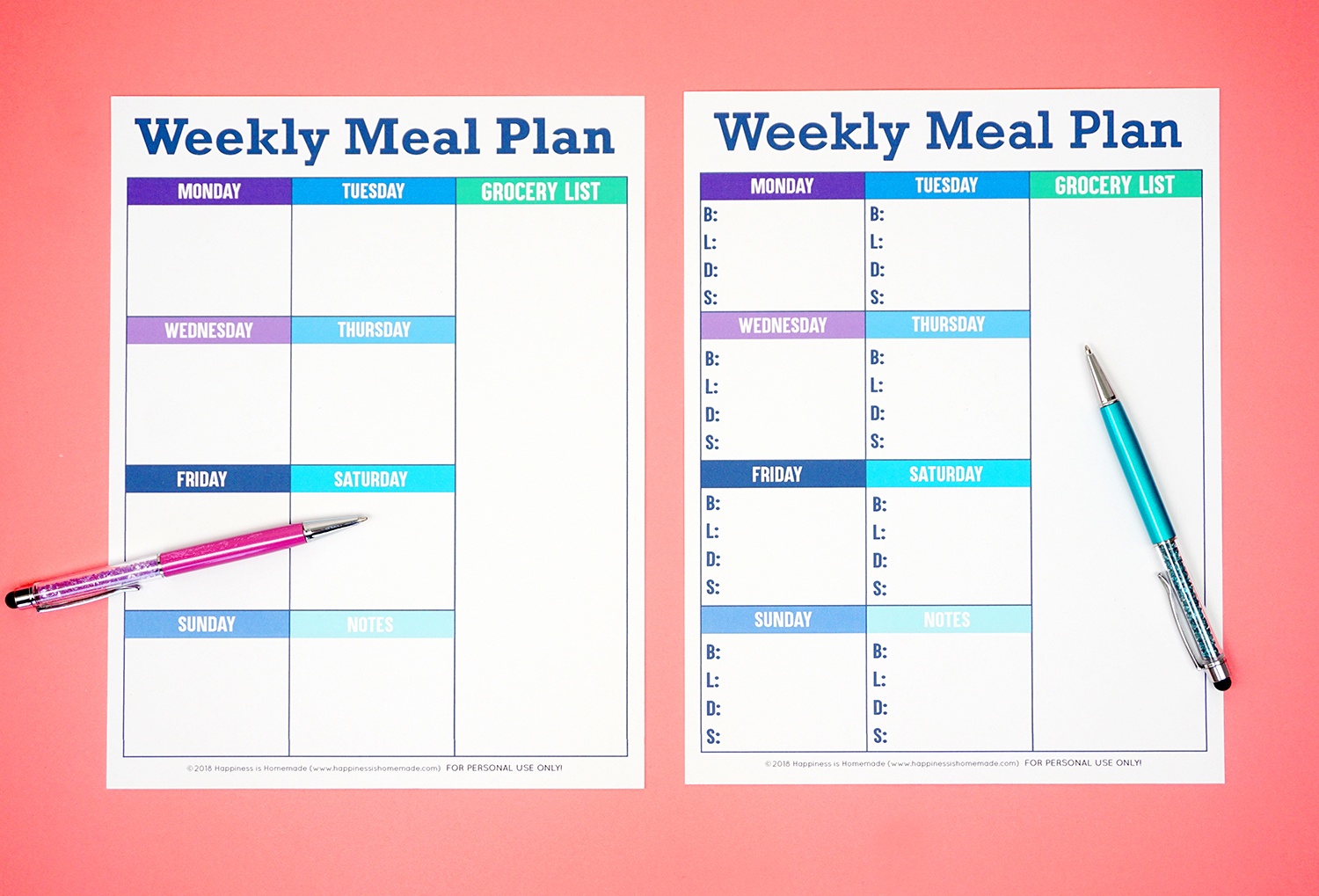 Printable Weekly Meal Planner Template - Happiness Is Homemade - Weekly Menu Free Printable