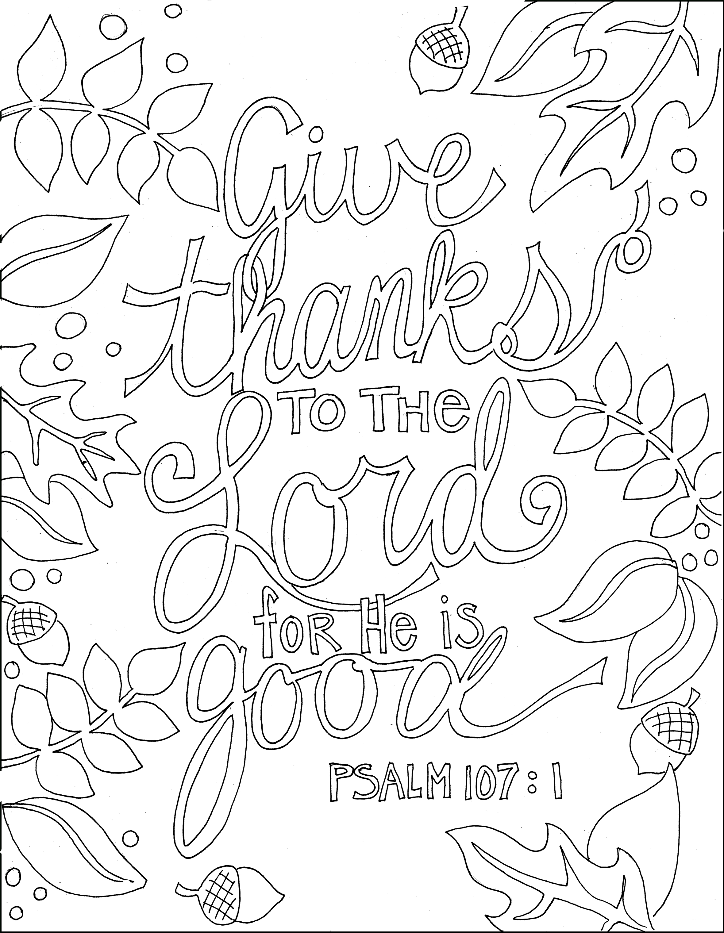 Ps 107.1 | After School Church Ideas | Bible Verse Coloring Page - Free Printable Bible Verses Adults