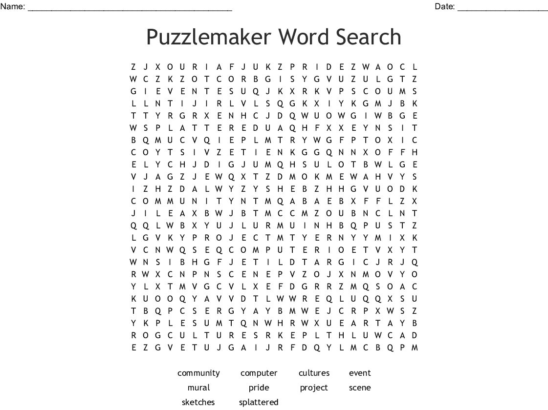 Puzzlemaker Word Search - Wordmint - Create A Wordsearch Puzzle For Free Printable
