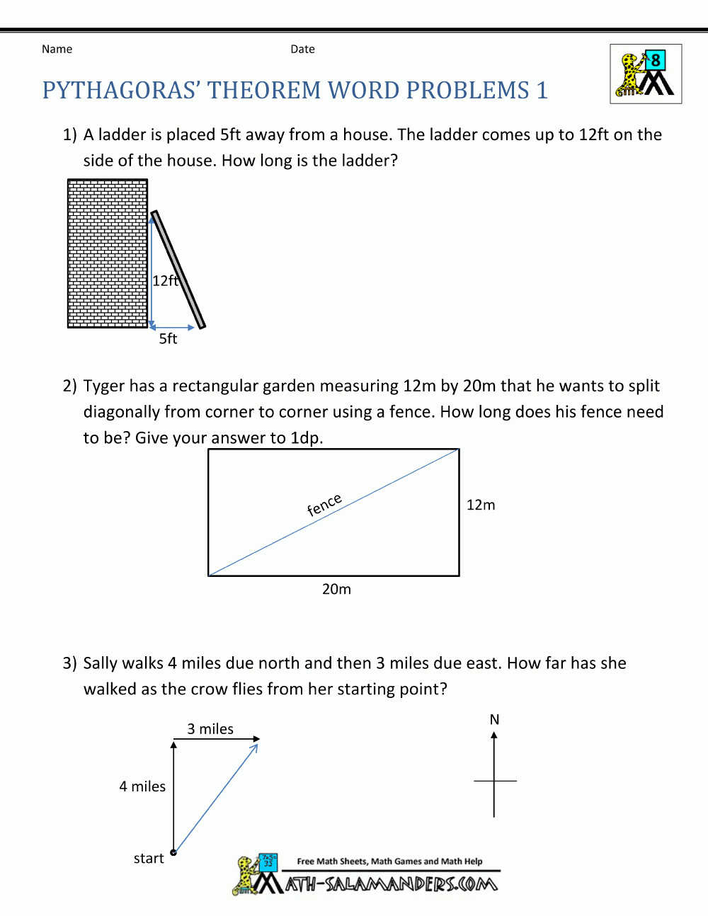Pythagorean Theorem Worksheet With Answers