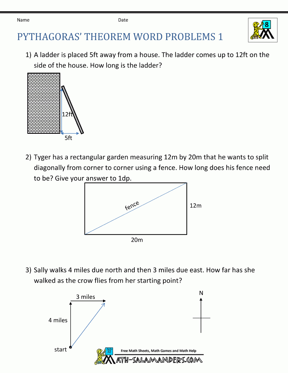 Pythagoras Theorem Questions - Free Printable Pythagorean Theorem Worksheets