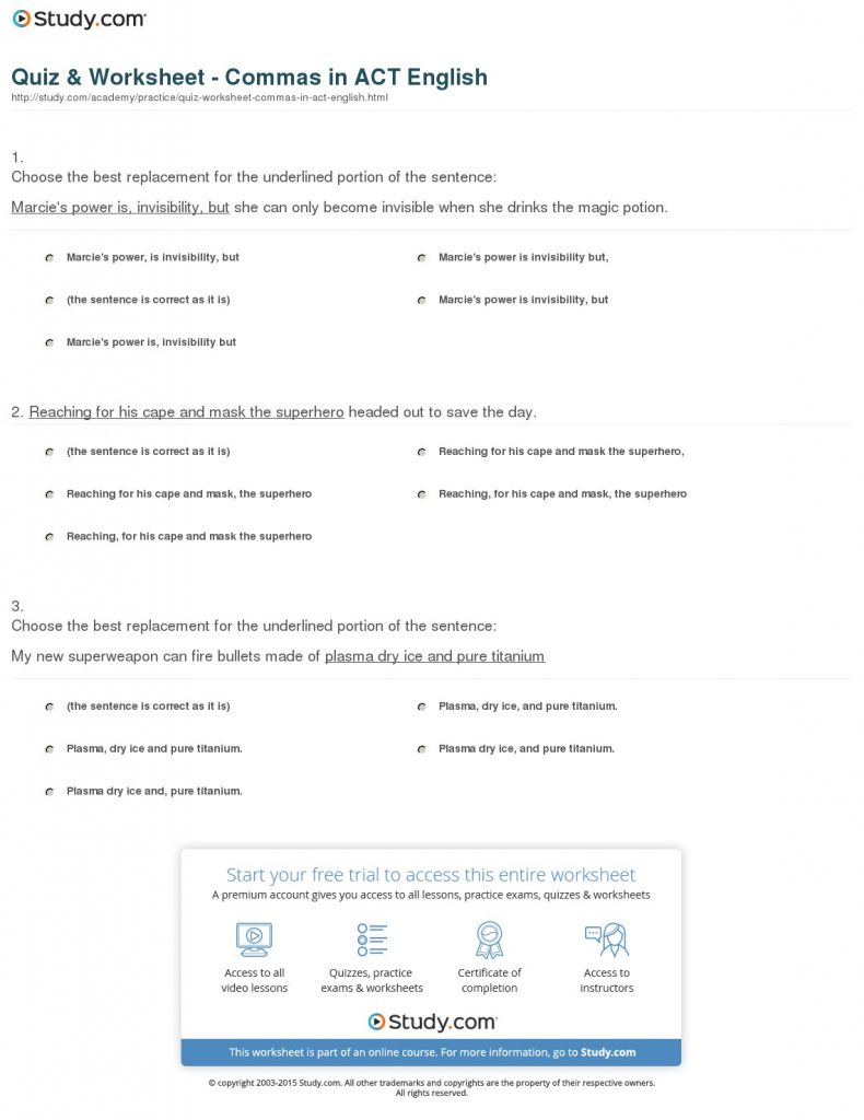 Act English Worksheet