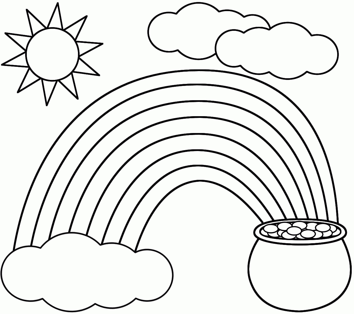 Rainbow Coloring Page ~ Kids Dream Of Rainbows With Pots Of Gold At - Free Printable Pot Of Gold Coloring Pages