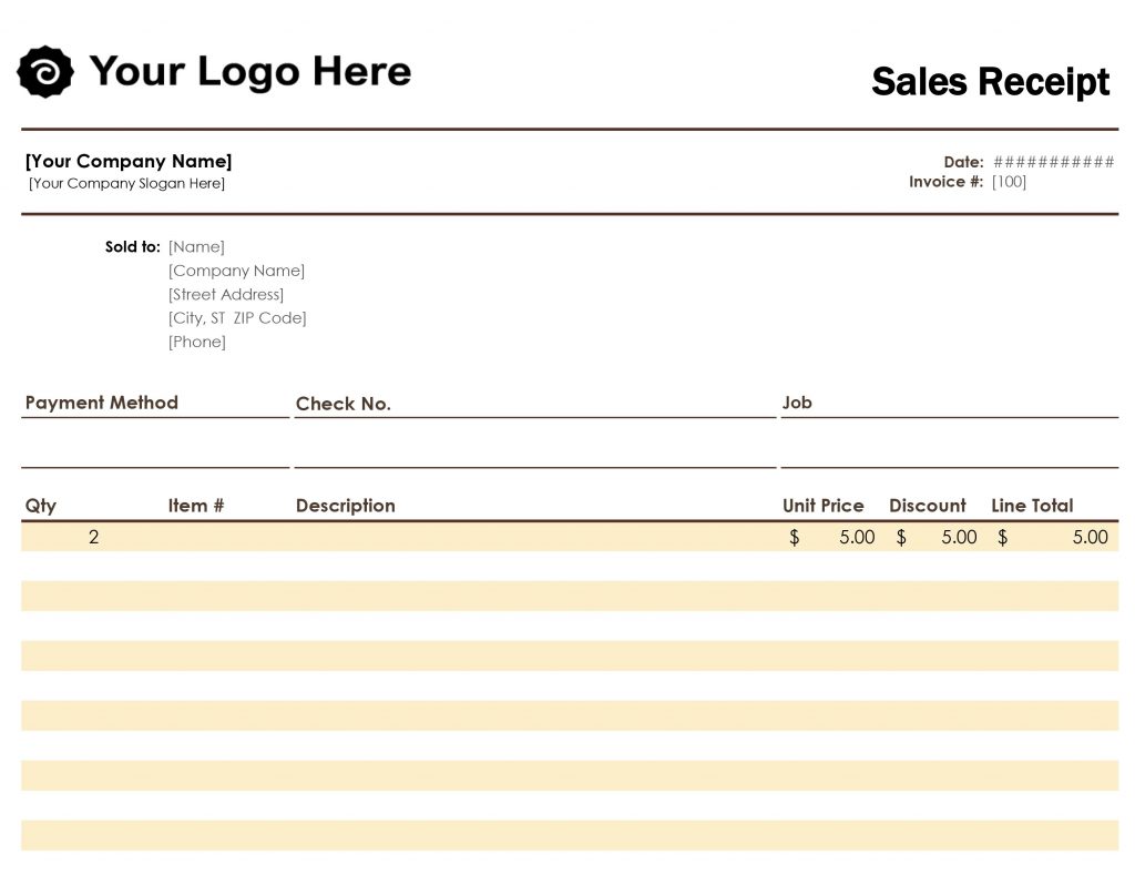 microsoft word payment receipt template