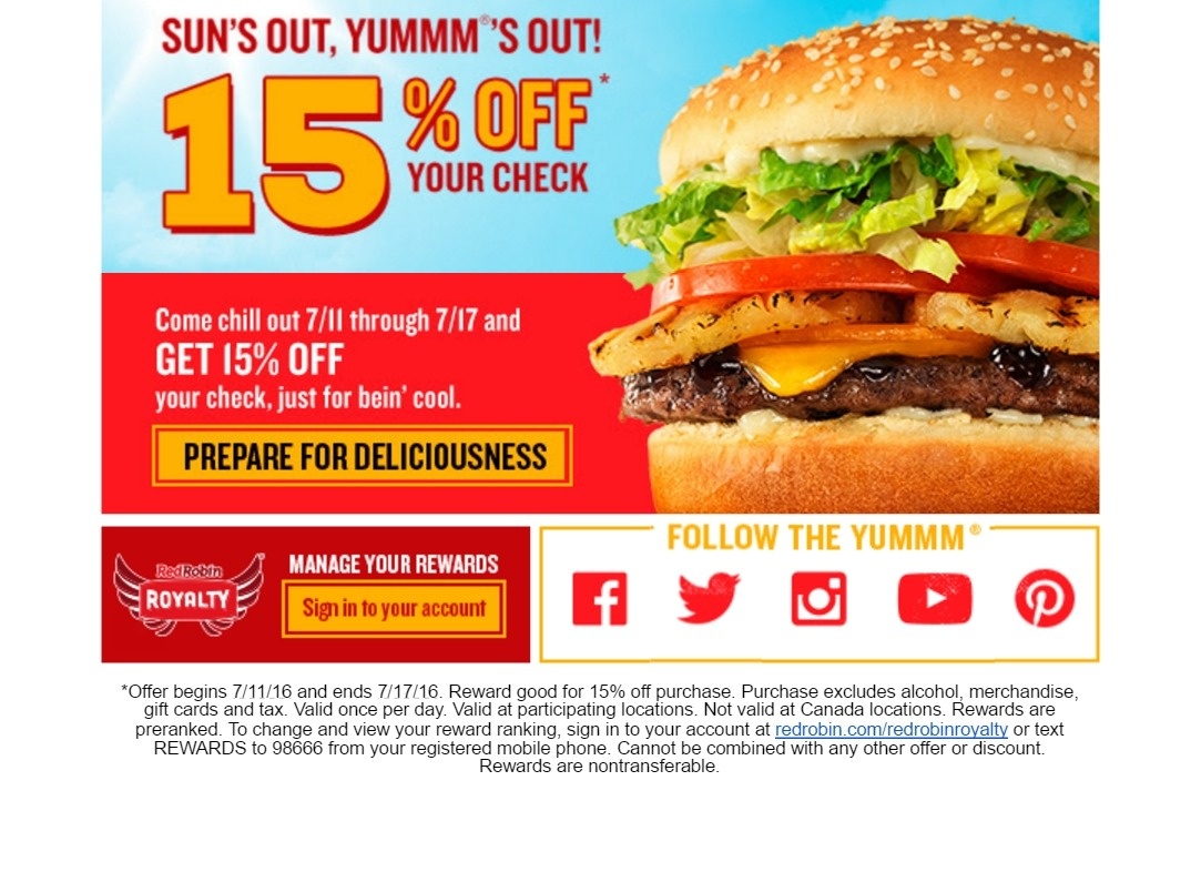 Red Robin Restaurant Discount Coupons : New York Deals Restaurant - Free Red Robin Coupons Printable