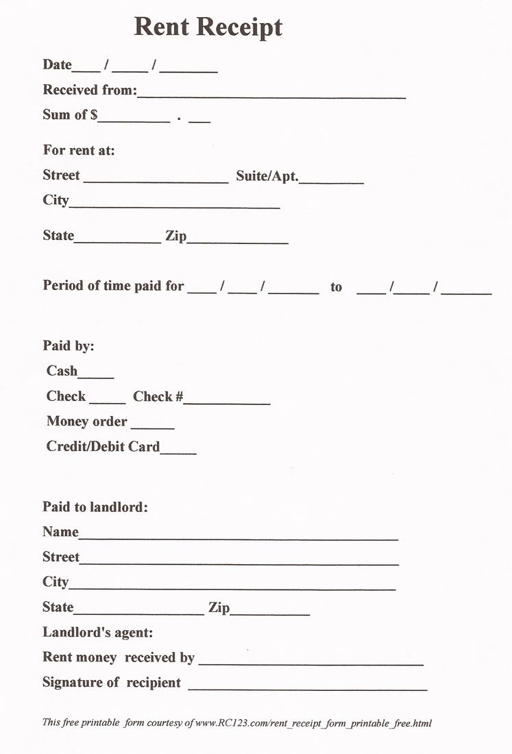 Rent Receipt Free Printable - Www.rc123 | Diy In 2019 | Receipt - Free Printable Rent Receipt