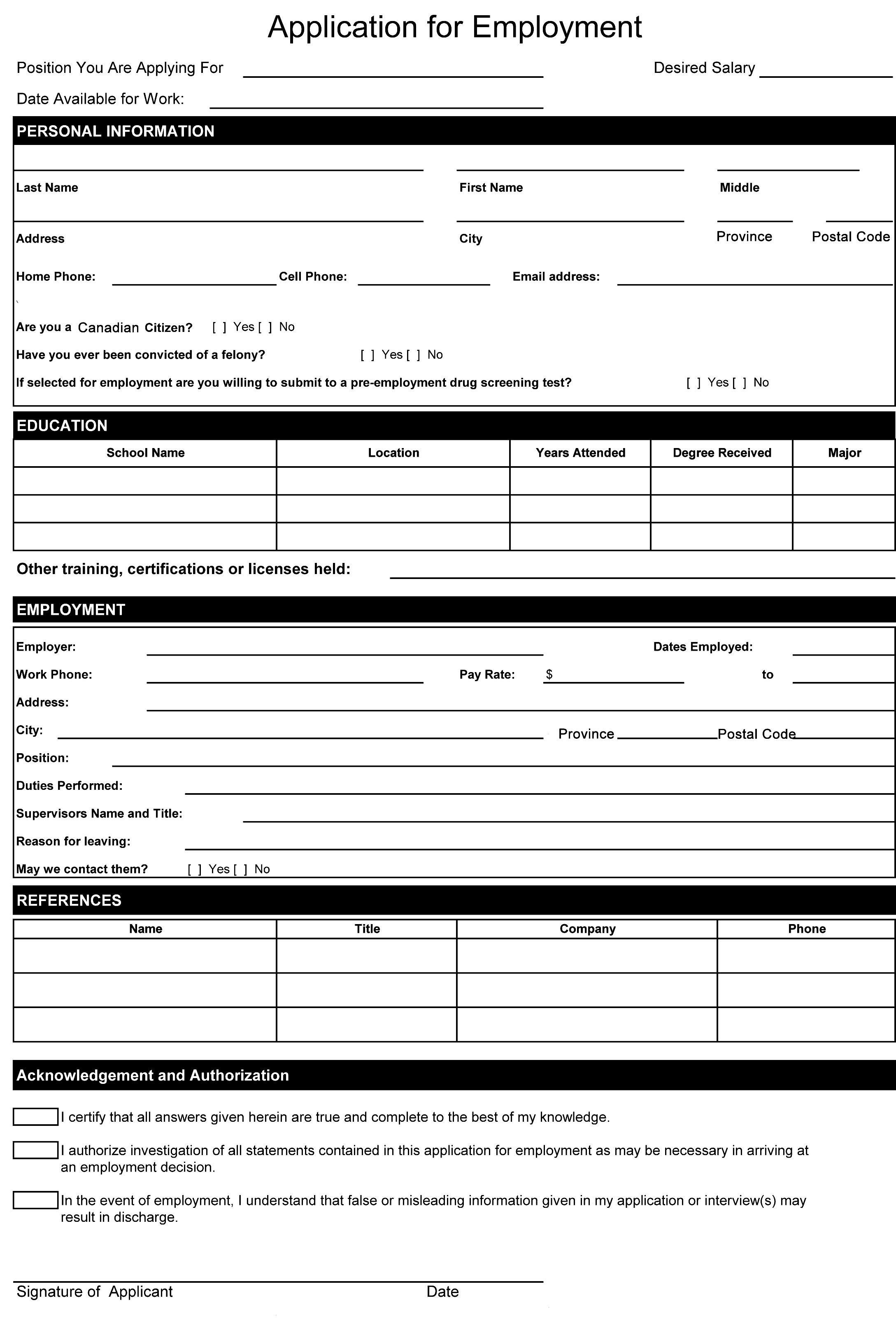 Resume Format Word Document | Resume Format | Job Application Form - Free Printable Job Application Form
