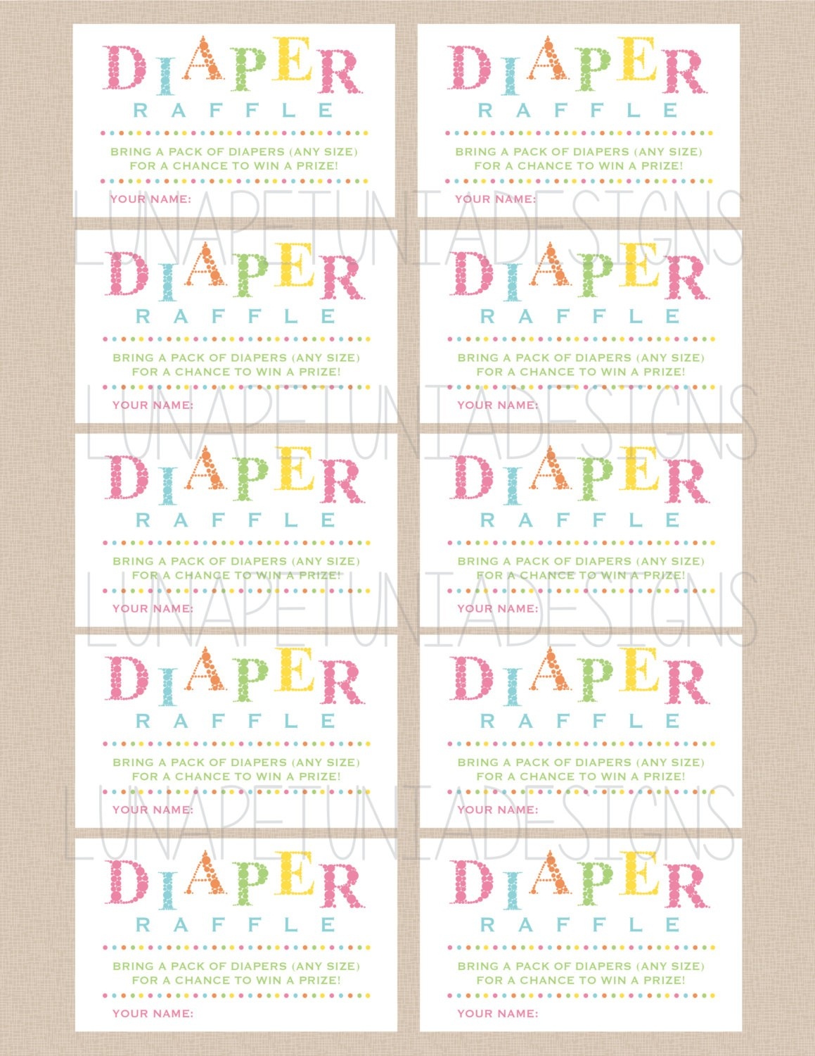 Printable Diaper Raffle Tickets Free Customize and Print