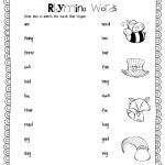 Rhyming Words Match Up: Temple's Teaching Tales | For The Classroom   Free Printable Rhyming Words Worksheets