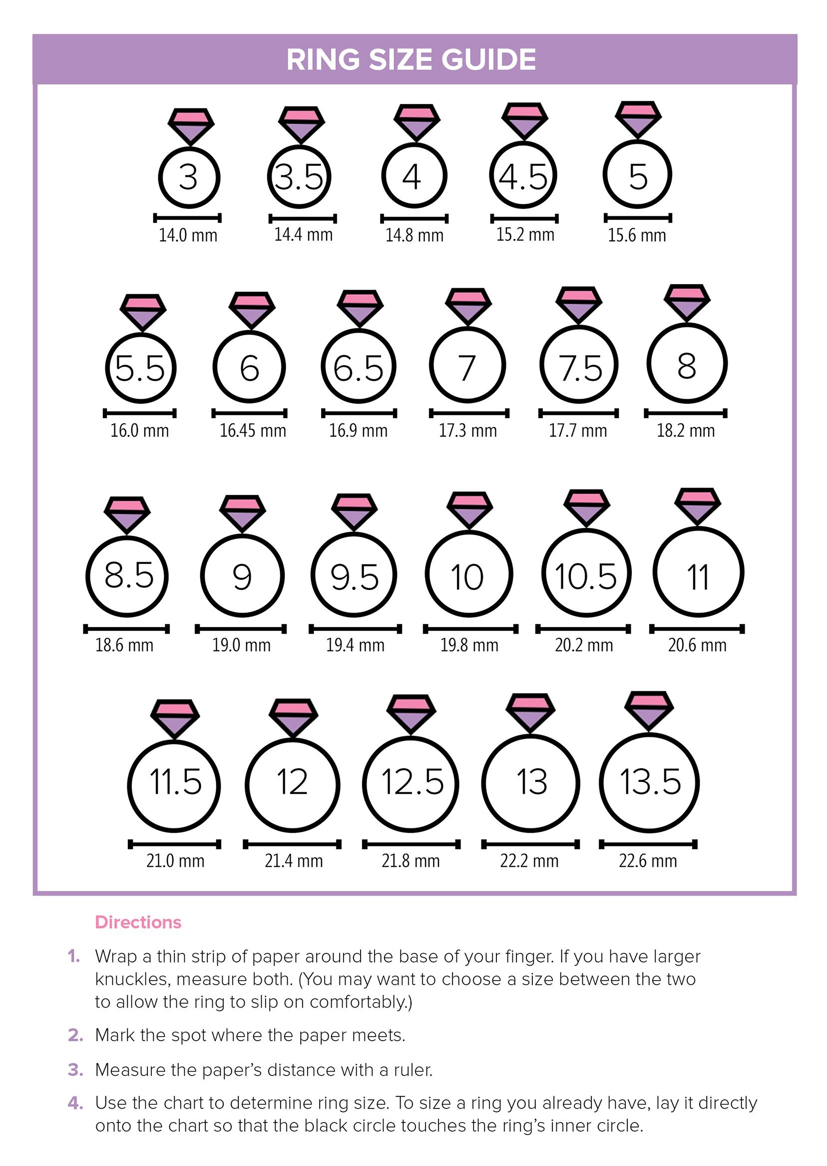 printable ring sizer chart