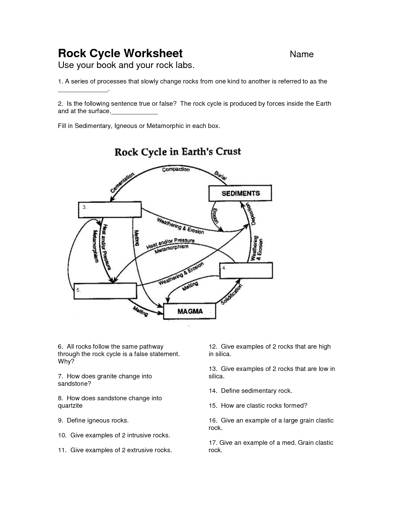 Rock Cycle Worksheet - Google Search | Earth Science | Rock Cycle - Free Printable Sentence Diagramming Worksheets